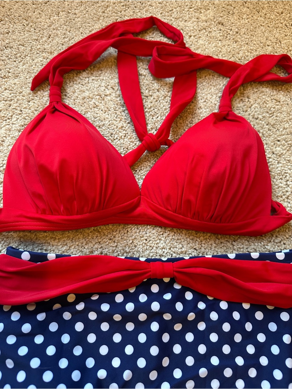 Retro High Waisted Bikini Swimsuit 2 Piece Bathing Suit Halter NEW - Picture 3 of 8